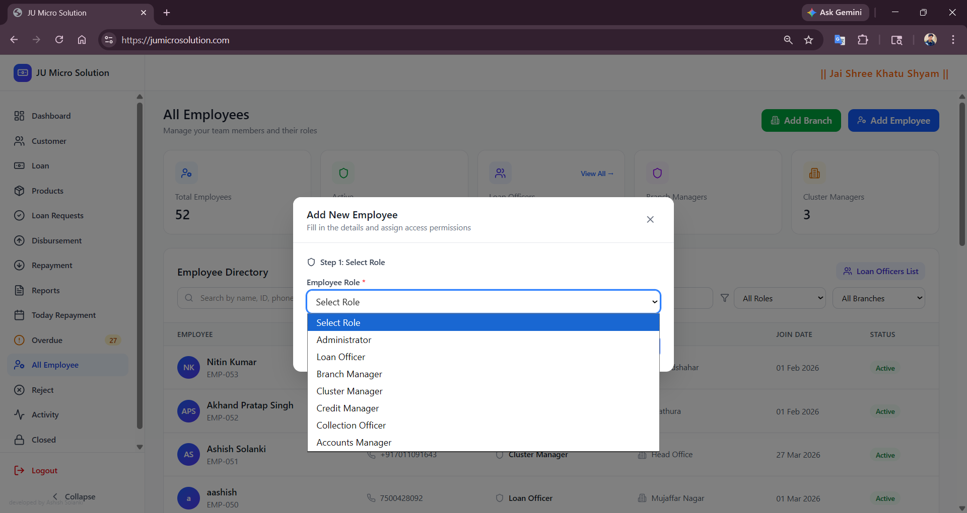 Detailed transaction history with searchable repayment events